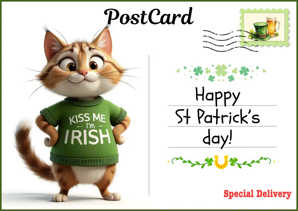 Kiss Me Im Irish - free postcard